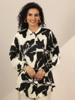 Off White Printed Silk Blend Straight Tunic - Image 5