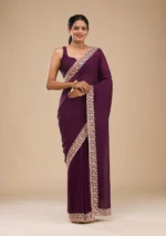 Purple Zariwork Soft Silk Saree - Image 4